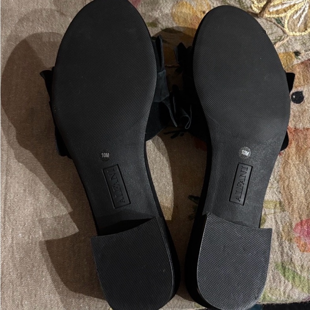 Alfani Black Ruffle Slide Mules - Picture 3 of 3